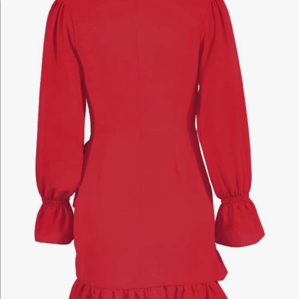 Red Ruffled Wrap Party Dress - Picture 2 of 3